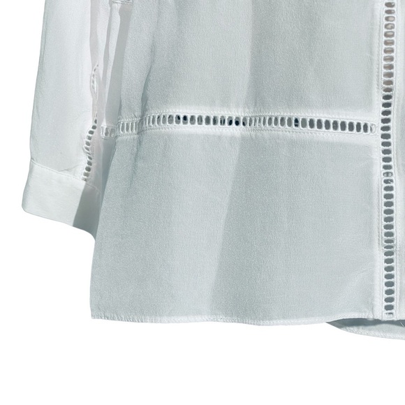 CLUB MONACO 100% Silk Blouse Long Sleeved Top White Small - Picture 7 of 7
